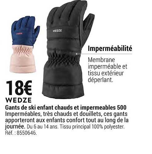 gants de ski enfant chauds et imperméables 500  wedze
