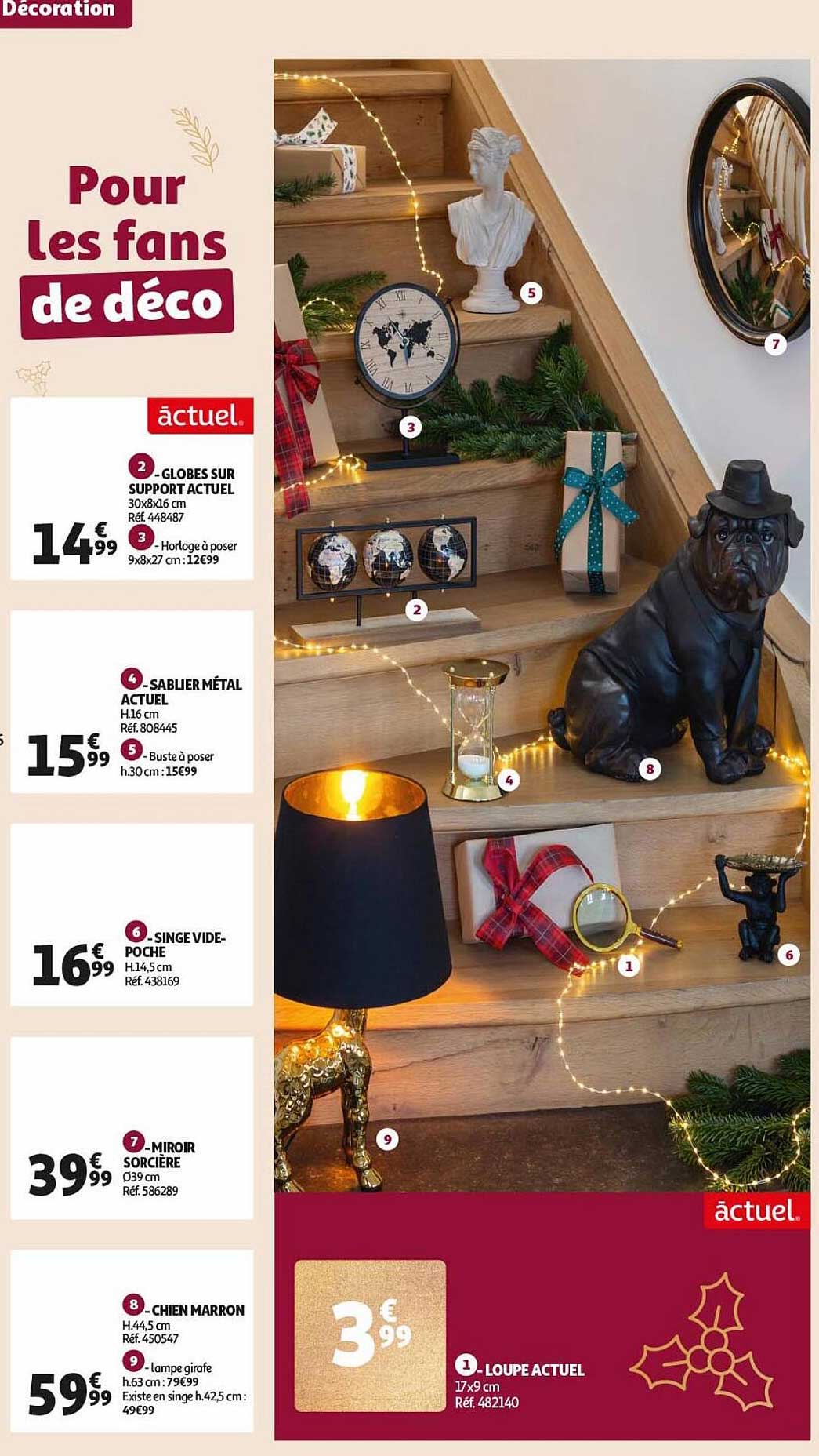 Globes Sur Support Actuel, Sablier Métal Actuel, Singe Vide-poche, Miroir Sorcière, Chien Marron, Loupe Actuel