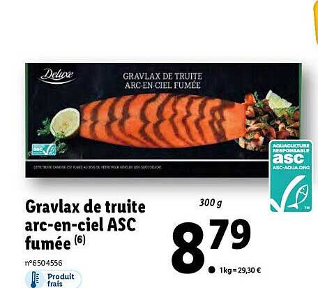gravlax de truite arc-en-ciel asc fumée deluxe