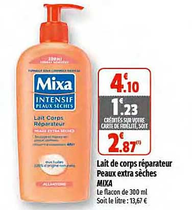 lait de corps réparateur peau extra sèches mixa