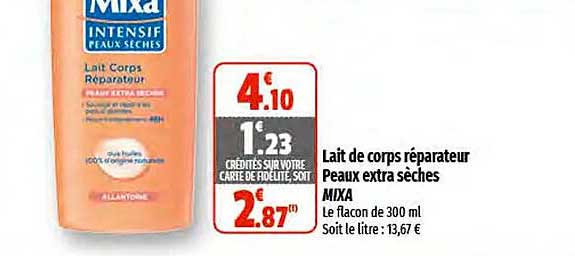 lait de corps réparateur peaux extra sèches mixa