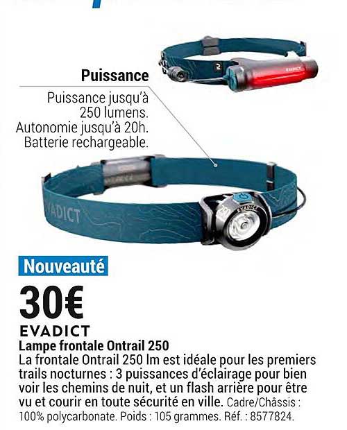 lampe frontale ontrail 250 evadict