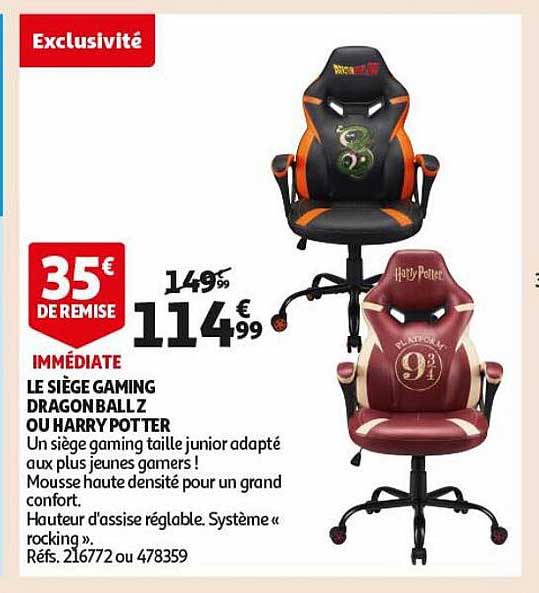 le siège gaming dragon ball z ou harry potter