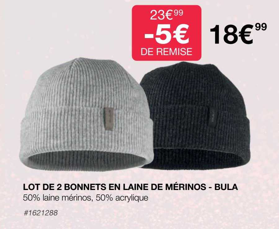Lot De 2 Bonnets En Laine De Mérinos - Bula