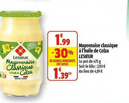 Mayonnaise Classique à L'huile De Colza Lesieur