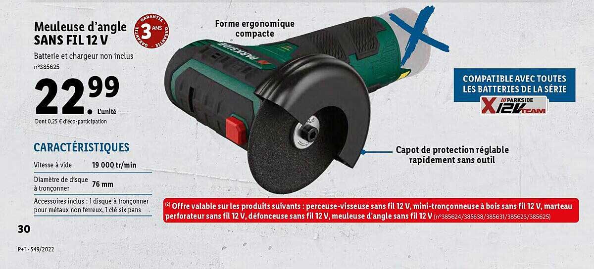 Meuleuse D'angle Sans Fil 12v Parkside