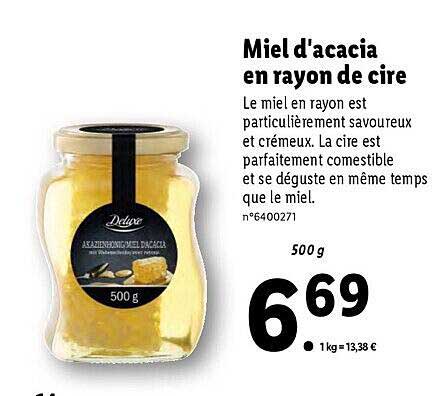 miel d'acacia en rayon de cire deluxe