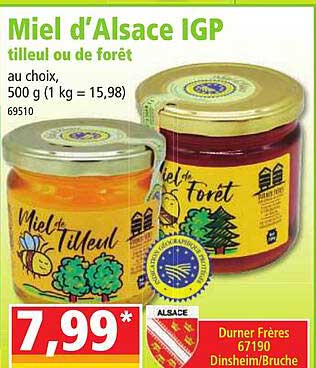 miel d'alsace igp tilleul ou de forêt