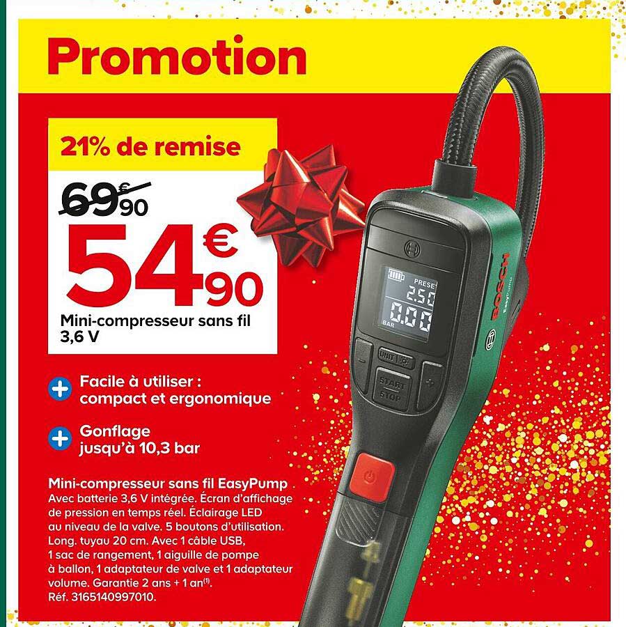 mini-compresseur sans fil easy pump 3,6v bosch