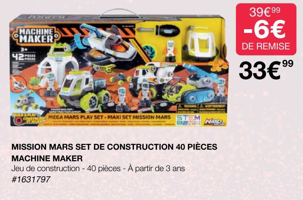 mission mars set de construction 40 pièces machine maker