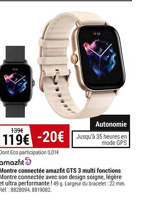 montre connectée amazfit gts 3 multi fonctions