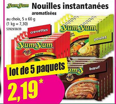 nouilles instantanées aromatisées yum yum