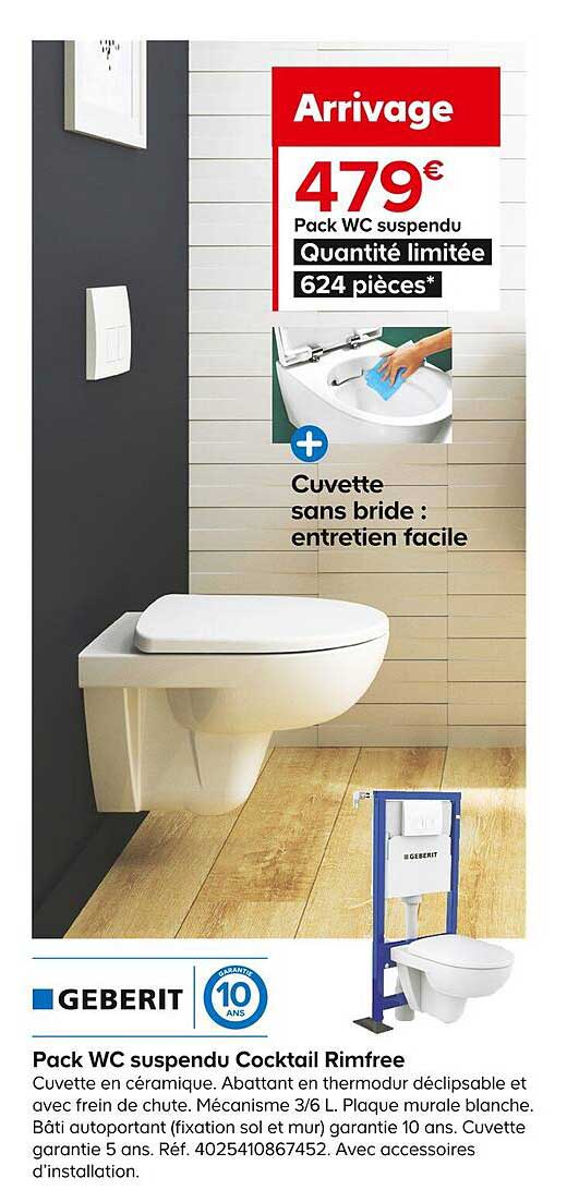 pack wc suspendu cocktail rimfree geberit