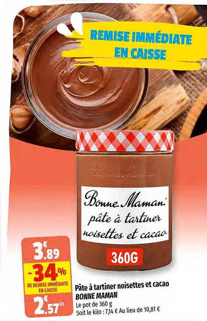 pâte à tartiner noisettes et cacao bonne maman