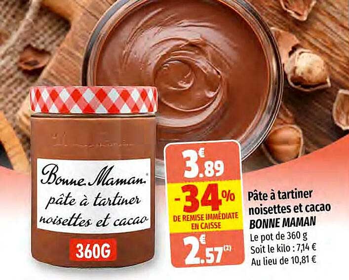 pâte à tartiner noisettes et cacao bonne maman