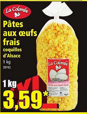 pâtes aux œufs frais coquilles d'alsace la colombe