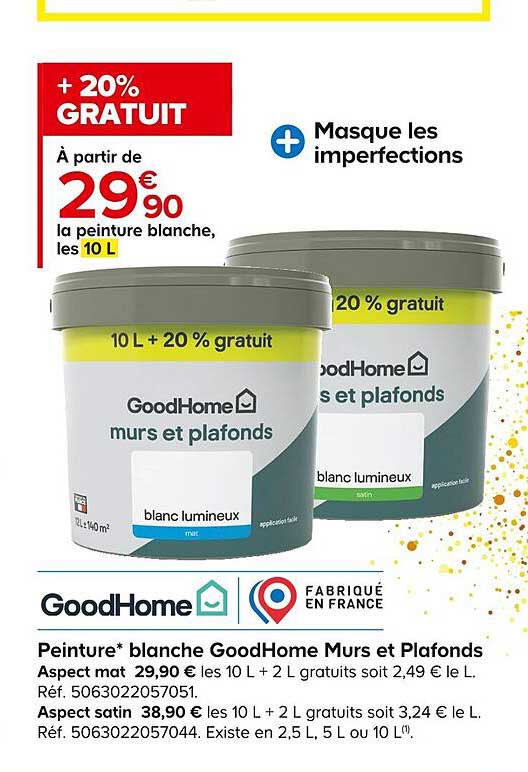 Peinture Blanche Goodhome Murs Et Plafonds