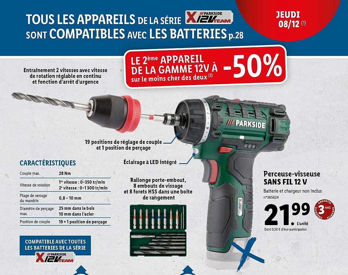 Perceuse-visseuse Sans Fil 12v Parkside