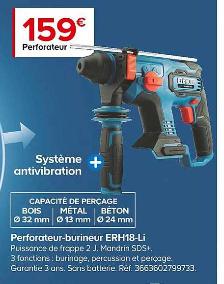 perforateur burineur erh18-li erbauer