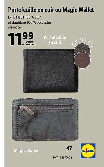 portefeuille en cuir ou magic wallet