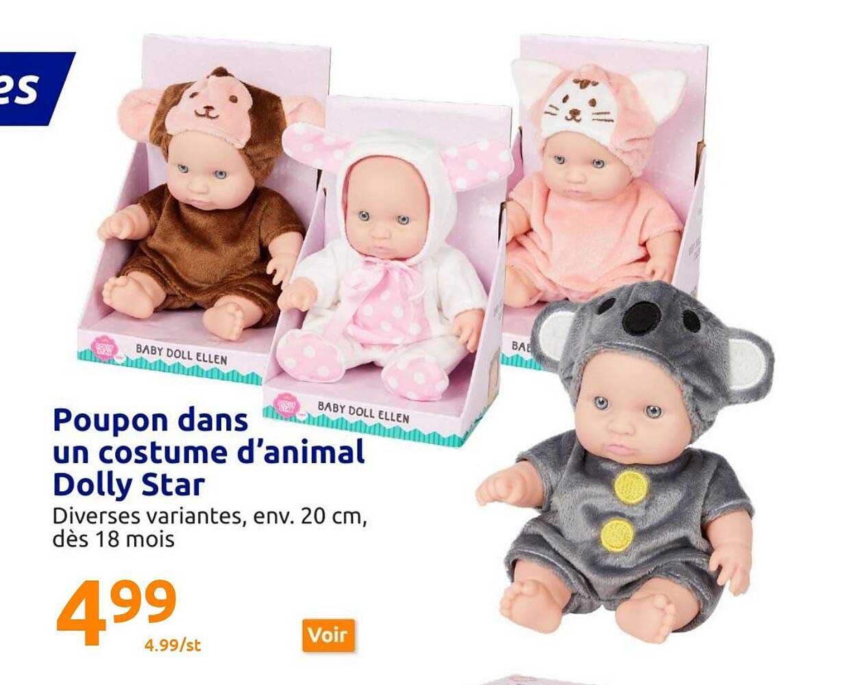 poupon dans un costume d'animal dolly star