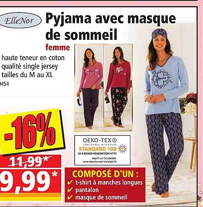 Pyjama Avec Masque De Sommeil Femme ElleNor