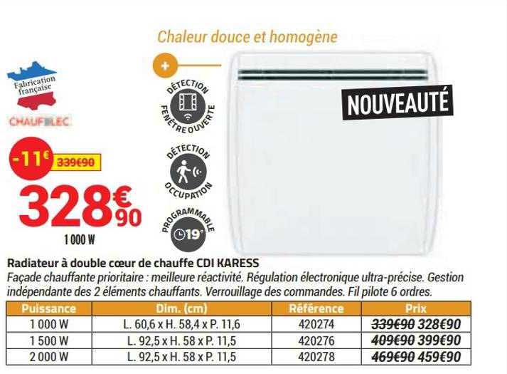 radiateur à double cœur de chauffe cdi karess
