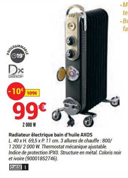 radiateur électrique bain d'huile axos