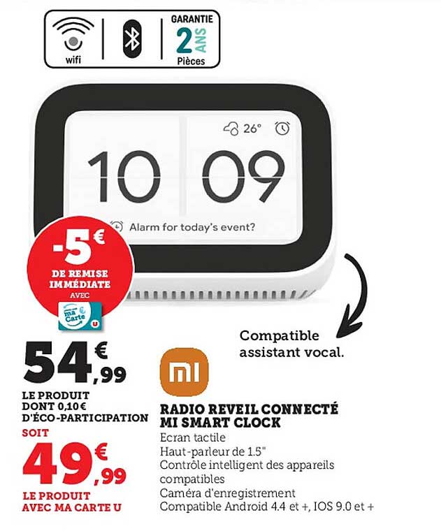 Radio Réveil Connecté Mi Smart Clock