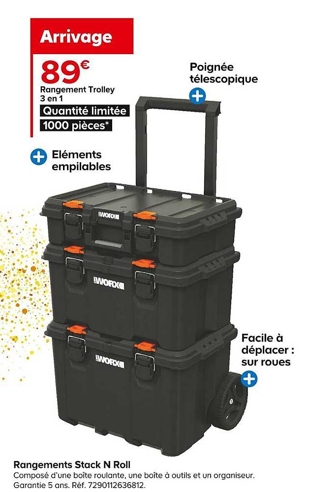 rangement trolley stack n roll worx