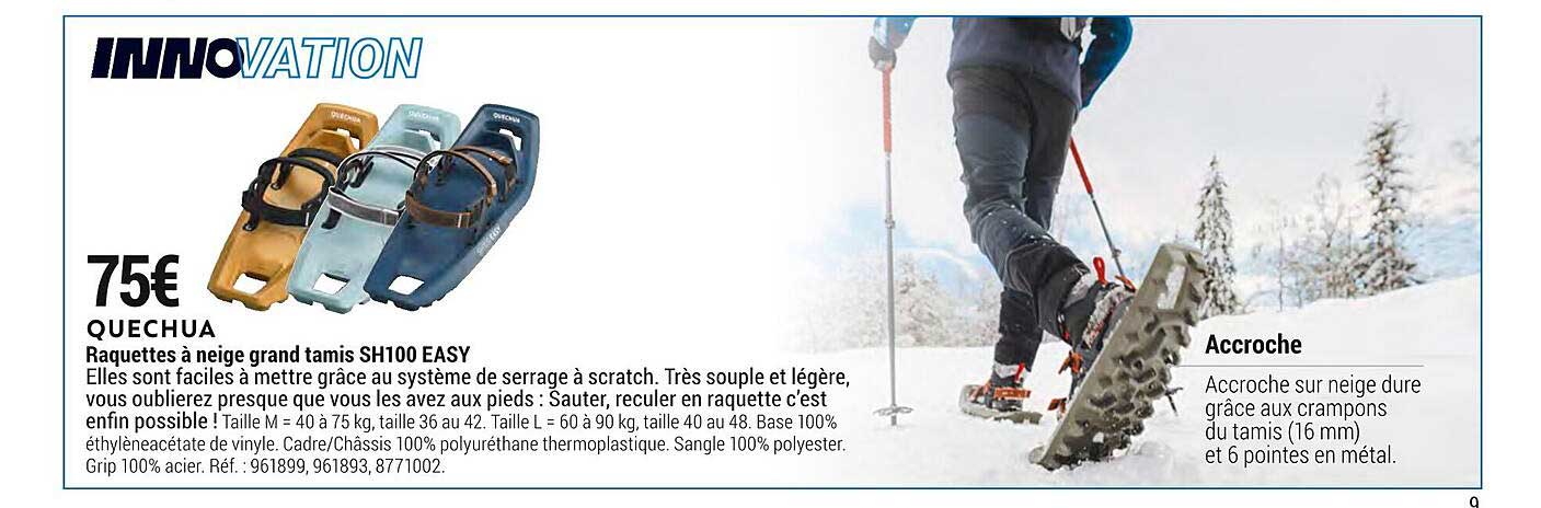 raquettes à neige grand tamis sh100 easy quechua