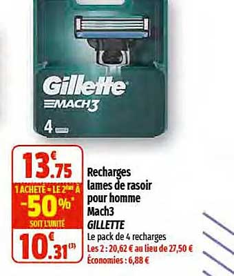 recharges lames de rasoir pour homme mach3 gillette