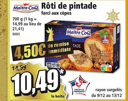 rôti de pintade farci aux cèpes maître coq