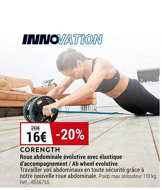 roue abdominale évolutive avec élastique d'accompagnement-ab wheel evolutive corenght