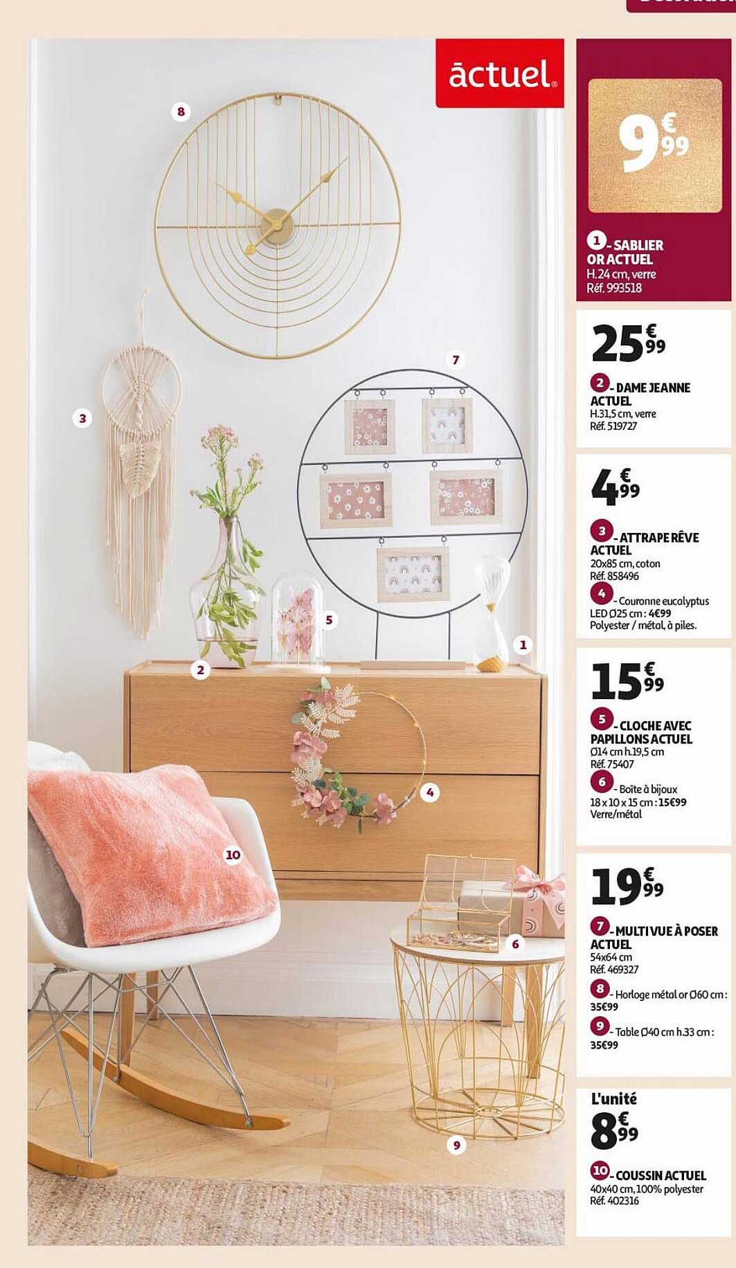 sablier or actuel, dame jeanne actuel, attrape rêve actuel, cloche avec papillons actuel, multi vue à poser actuel, coussin actuel