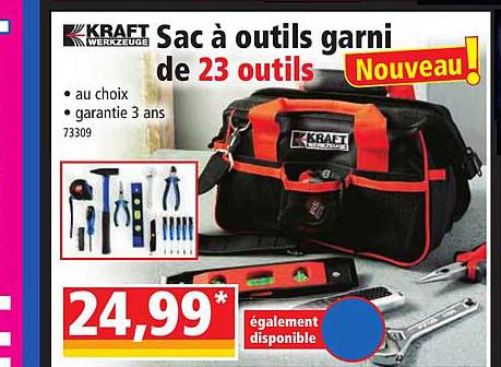 sac à outils garni de 23 outils kraft werkzeuge