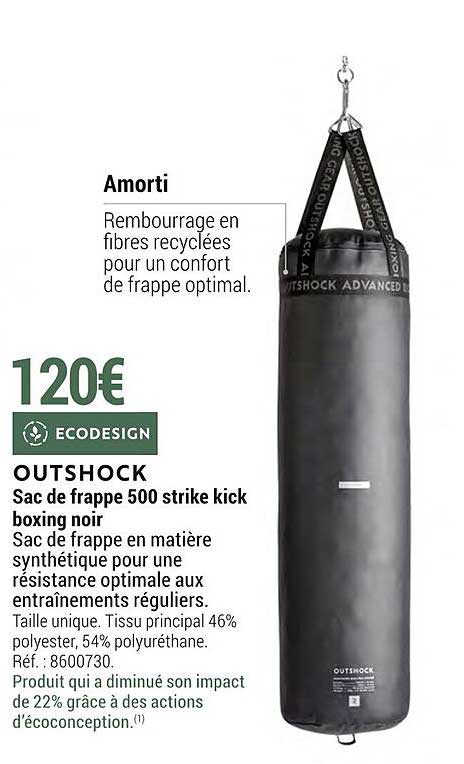 Sac De Frappe 500 Strike Kick Boxing Noir Outshock