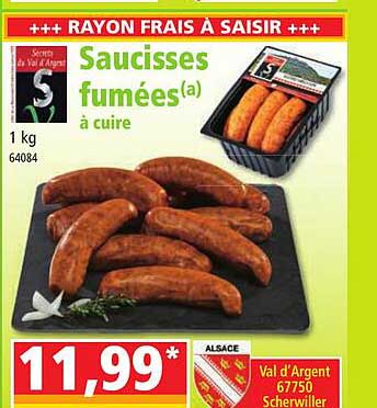 saucisses fumées à cuire val d'argent