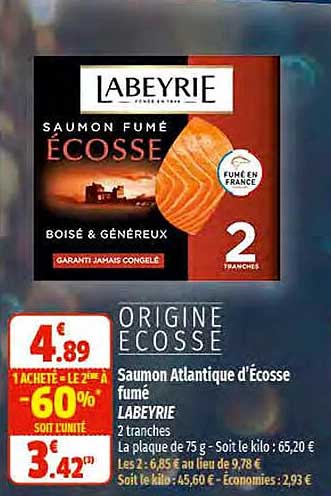 saumon atlantique d'écosse fumé labeyrie