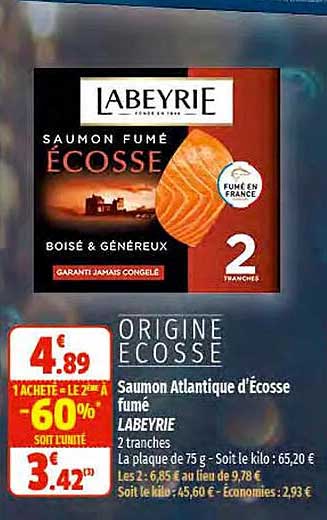 saumon atlantique d'écosse fumé labeyrie