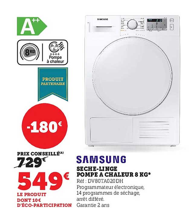 sèche-linge pompe à chaleur 8 kg samsung