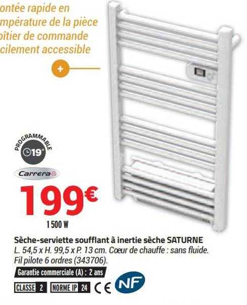 sèche-serviette soufflant à inertie sèche saturne carrera