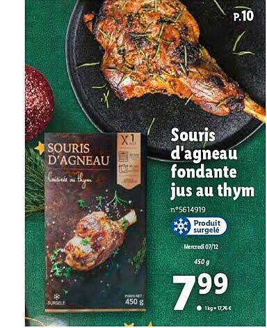 souris d'agneau fondante jus au thym