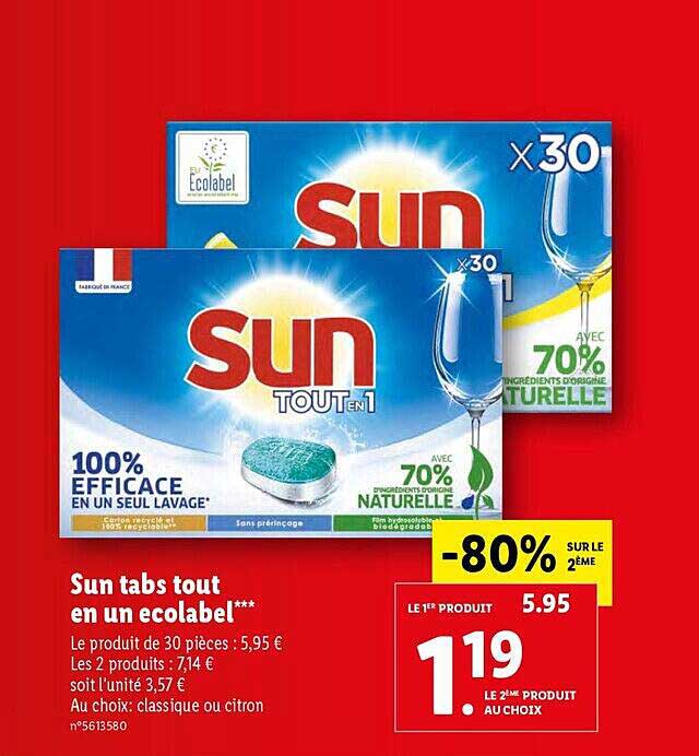 sun tabs tout en un écolabel