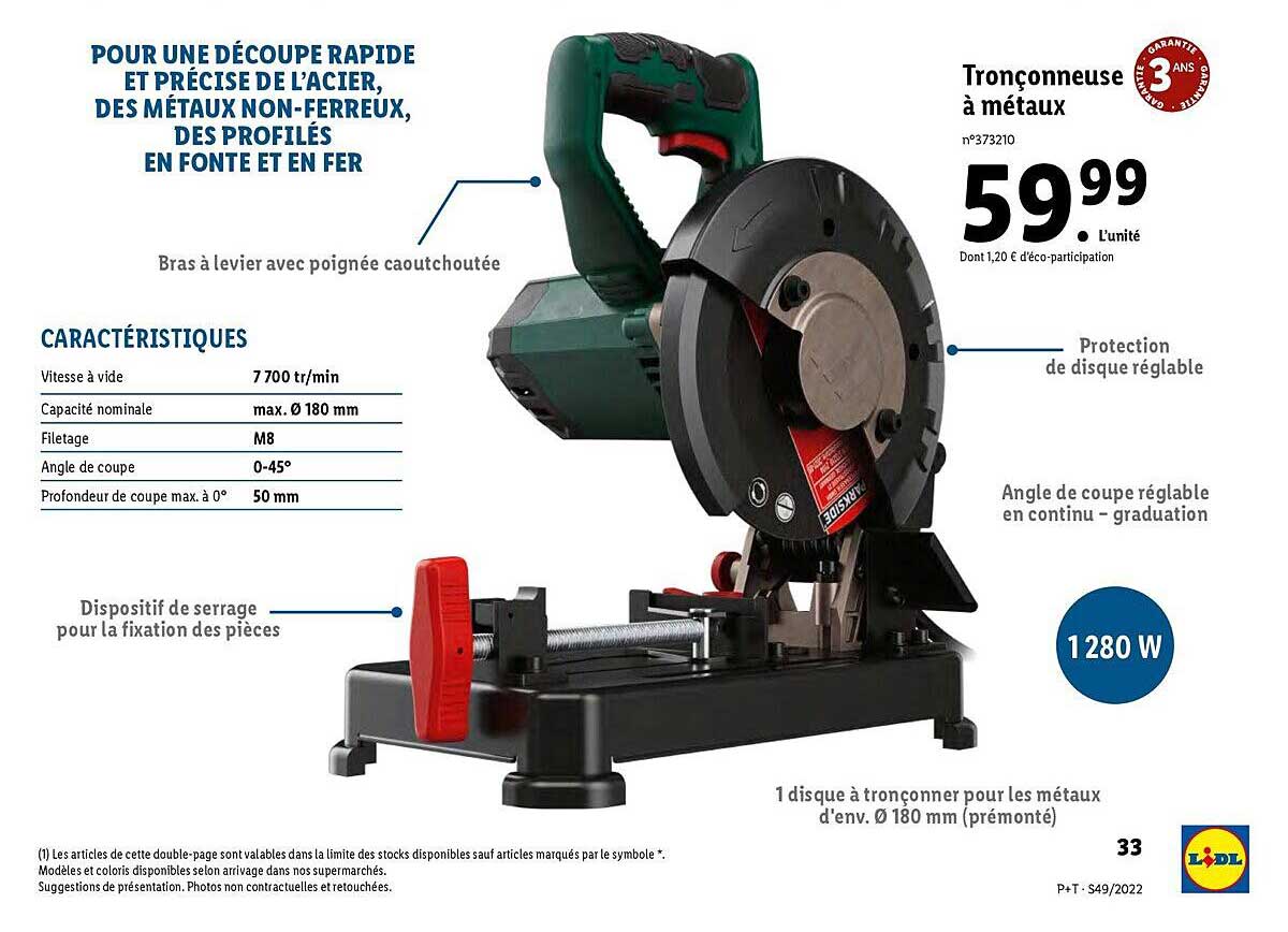tronçonneuse à métaux parkside