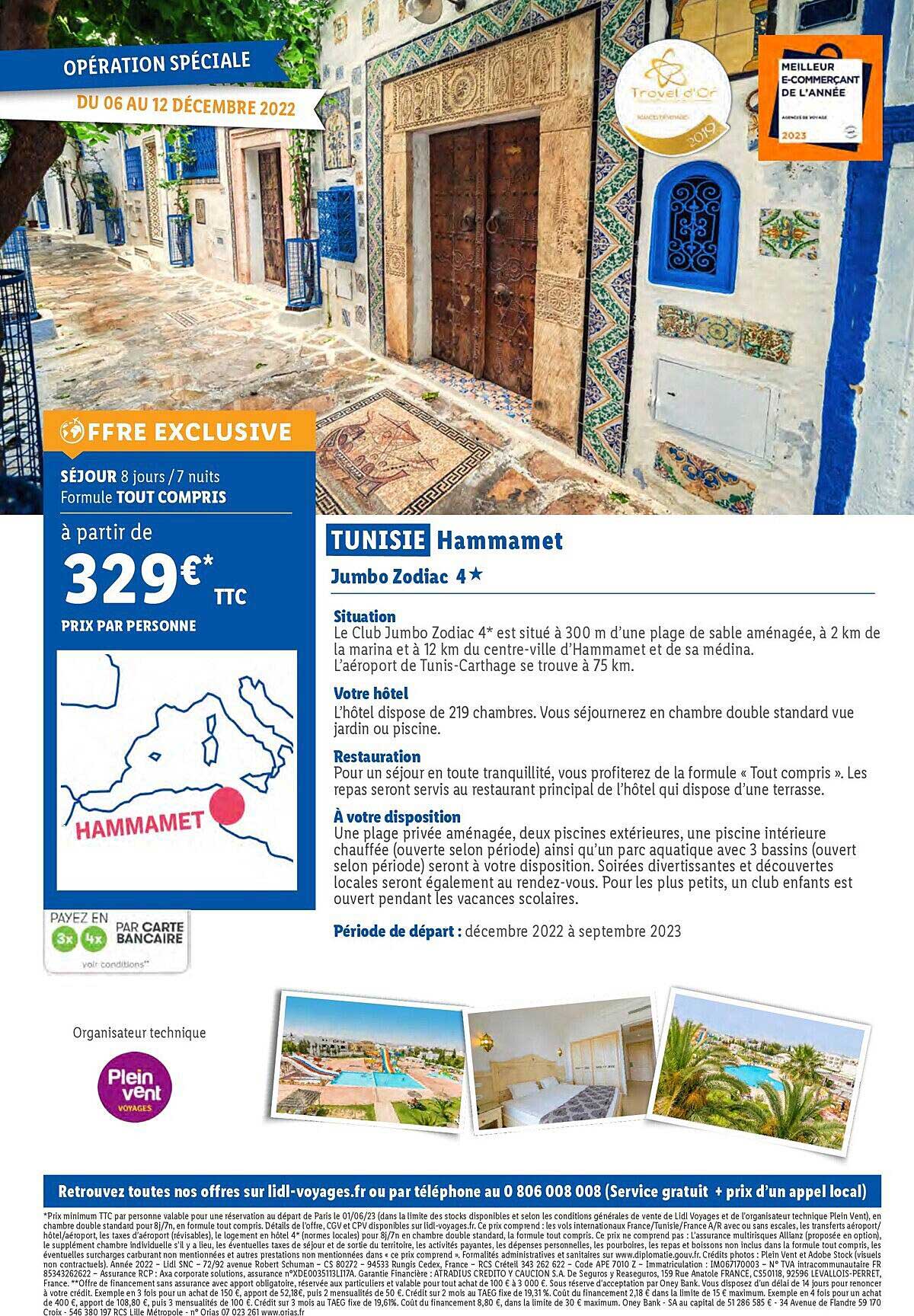 tunisie hammamet : jumbo zodiac 4*