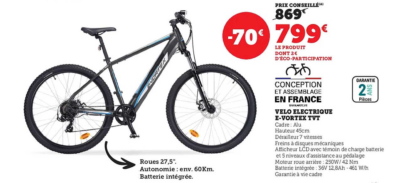 vélo électrique e-vortex tvt