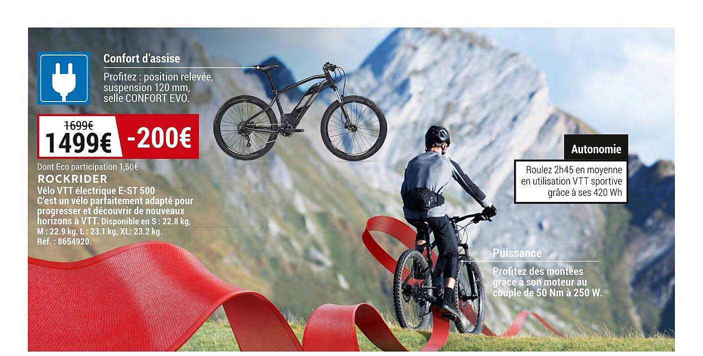 vélo vtt électrique e-st 500 rockrider