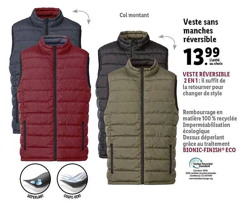 veste sans manches réversible