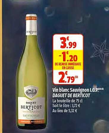 vin blanc sauvignon i.g.p. daguet de berticot